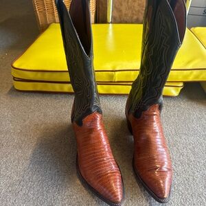 Unisex Western All Leather Cowboy Boots - Brown and Cognac